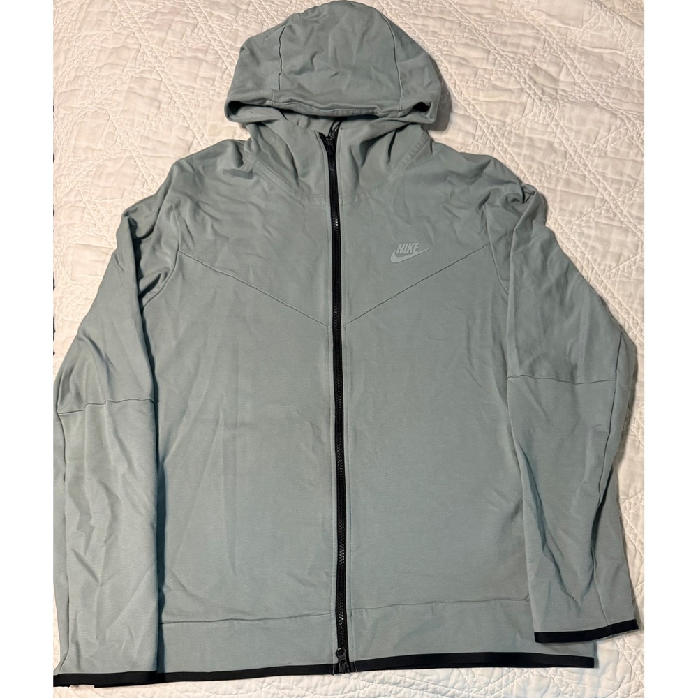 Nike Tech Fleece Hoodie Mens Large Sage Green Full Zip Jacket DX0822-330